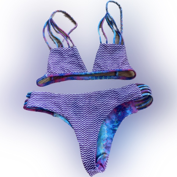 Moana Bikini swim set size Small purple and blue tye dye POPPING PIPPY SPAGHETTI - Picture 2 of 7